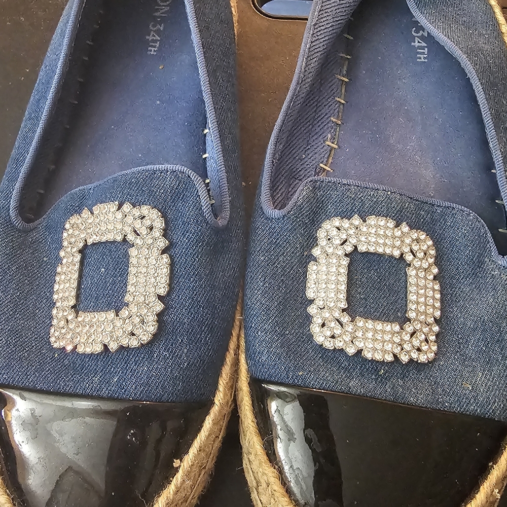 Blue Flats with Rhinestone Embellishments